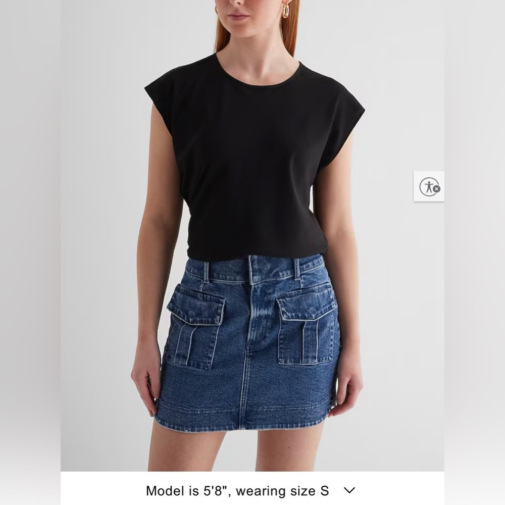 Express Black Top with Blue Denim Skirt